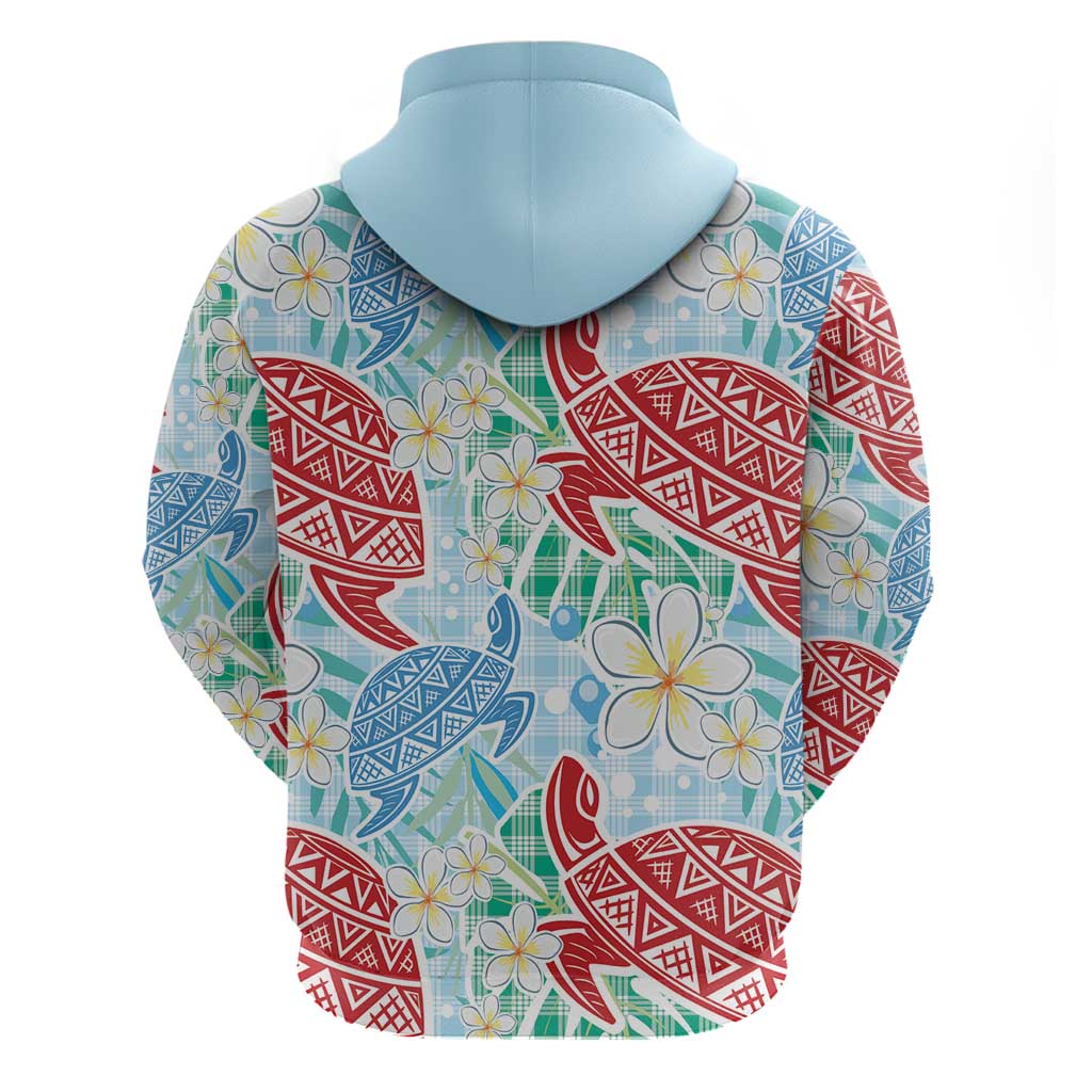 Palaka with Honu and Plumeria Hoodie Hawaiian Heritage Spirit - Polynesian Pride