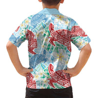 Palaka with Honu and Plumeria Kid Hawaiian Shirt Hawaiian Heritage Spirit - Polynesian Pride