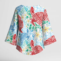 Palaka with Honu and Plumeria Kimono Sleeve Blouse Hawaiian Heritage Spirit LT9 - Polynesian Pride