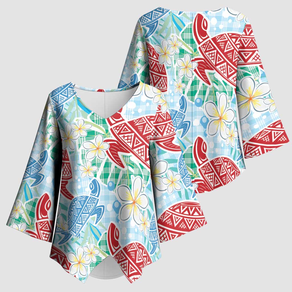 Palaka with Honu and Plumeria Kimono Sleeve Blouse Hawaiian Heritage Spirit LT9 - Polynesian Pride
