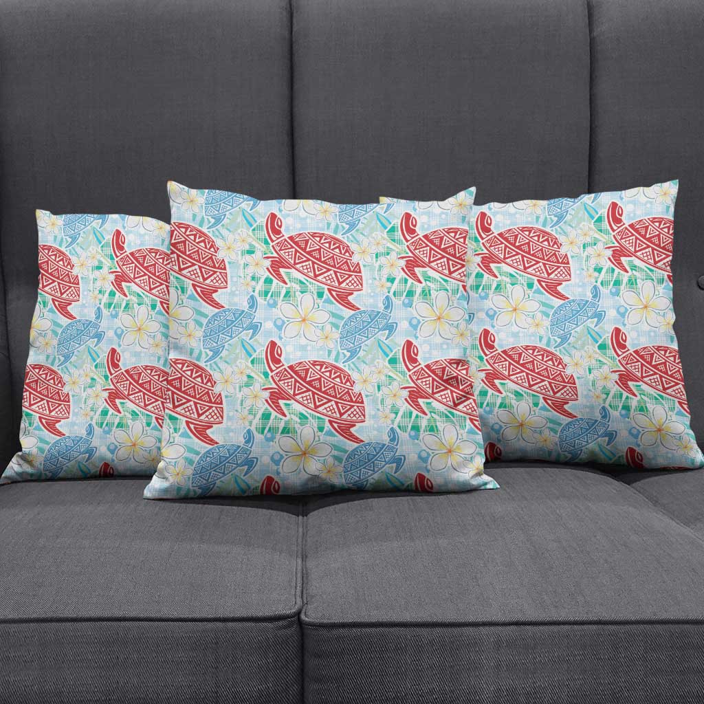 Palaka with Honu and Plumeria Pillow Cover Hawaiian Heritage Spirit - Polynesian Pride