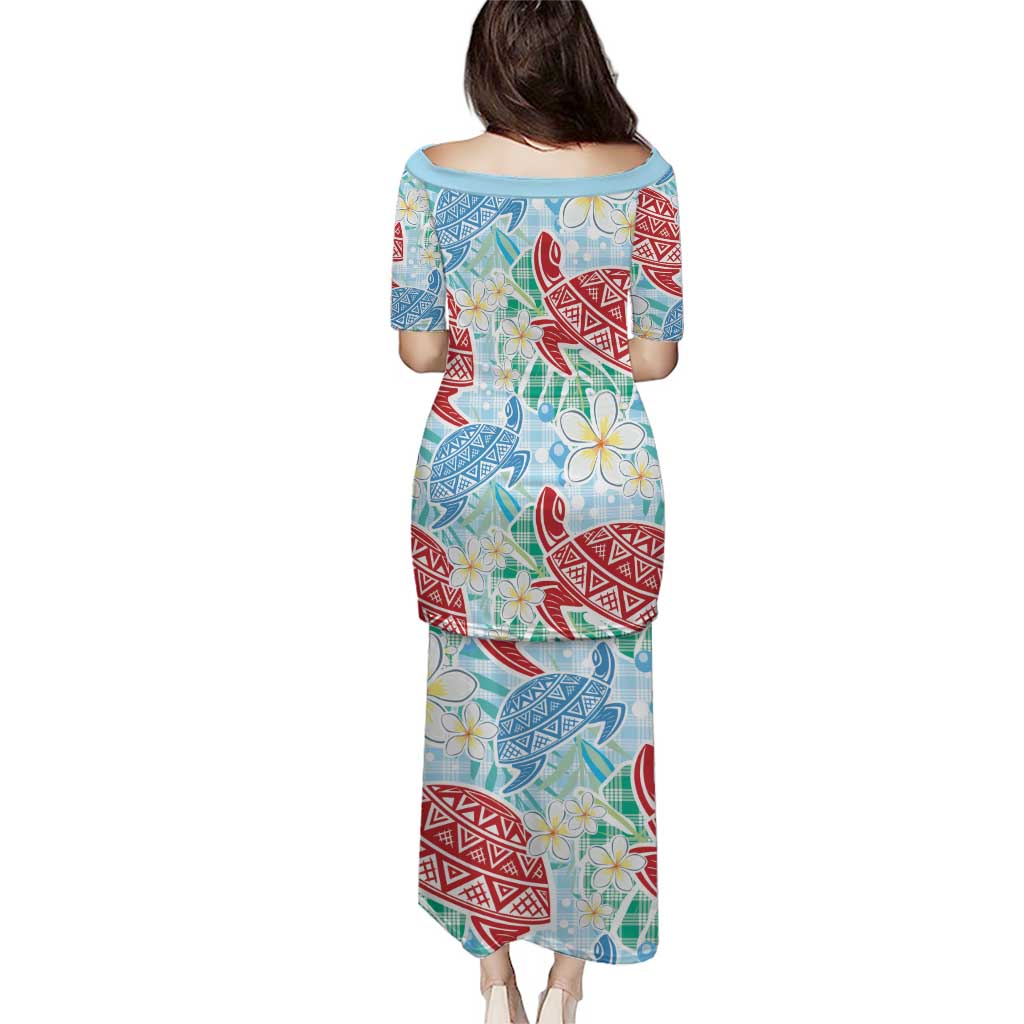 Palaka with Honu and Plumeria Puletasi Hawaiian Heritage Spirit - Polynesian Pride