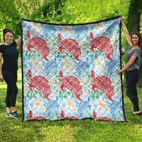 Palaka with Honu and Plumeria Quilt Hawaiian Heritage Spirit - Polynesian Pride