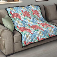 Palaka with Honu and Plumeria Quilt Hawaiian Heritage Spirit - Polynesian Pride