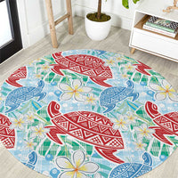 Palaka with Honu and Plumeria Round Carpet Hawaiian Heritage Spirit - Polynesian Pride