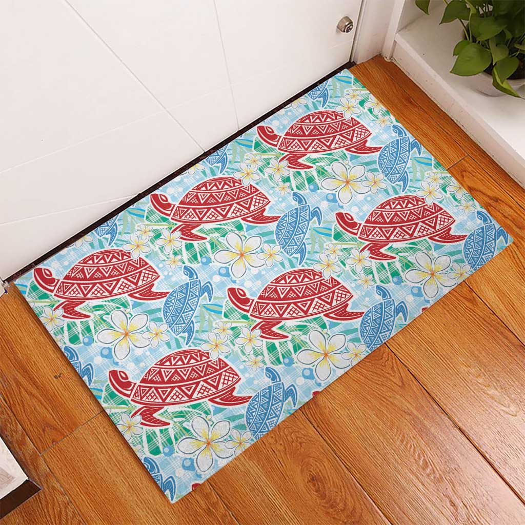 Palaka with Honu and Plumeria Rubber Doormat Hawaiian Heritage Spirit LT9 - Polynesian Pride