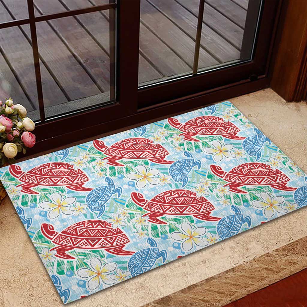 Palaka with Honu and Plumeria Rubber Doormat Hawaiian Heritage Spirit LT9 - Polynesian Pride