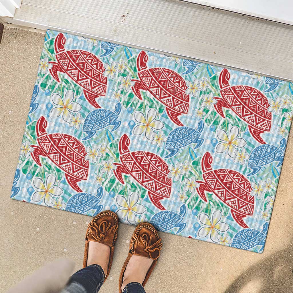 Palaka with Honu and Plumeria Rubber Doormat Hawaiian Heritage Spirit LT9 - Polynesian Pride
