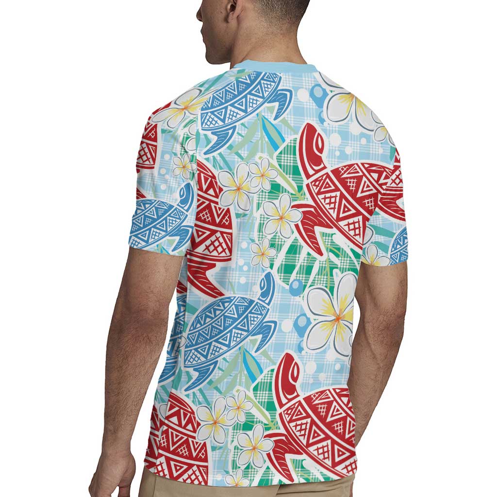 Palaka with Honu and Plumeria Rugby Jersey Hawaiian Heritage Spirit - Polynesian Pride