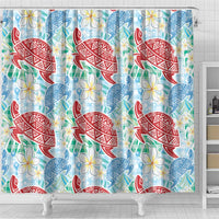 Palaka with Honu and Plumeria Shower Curtain Hawaiian Heritage Spirit - Polynesian Pride
