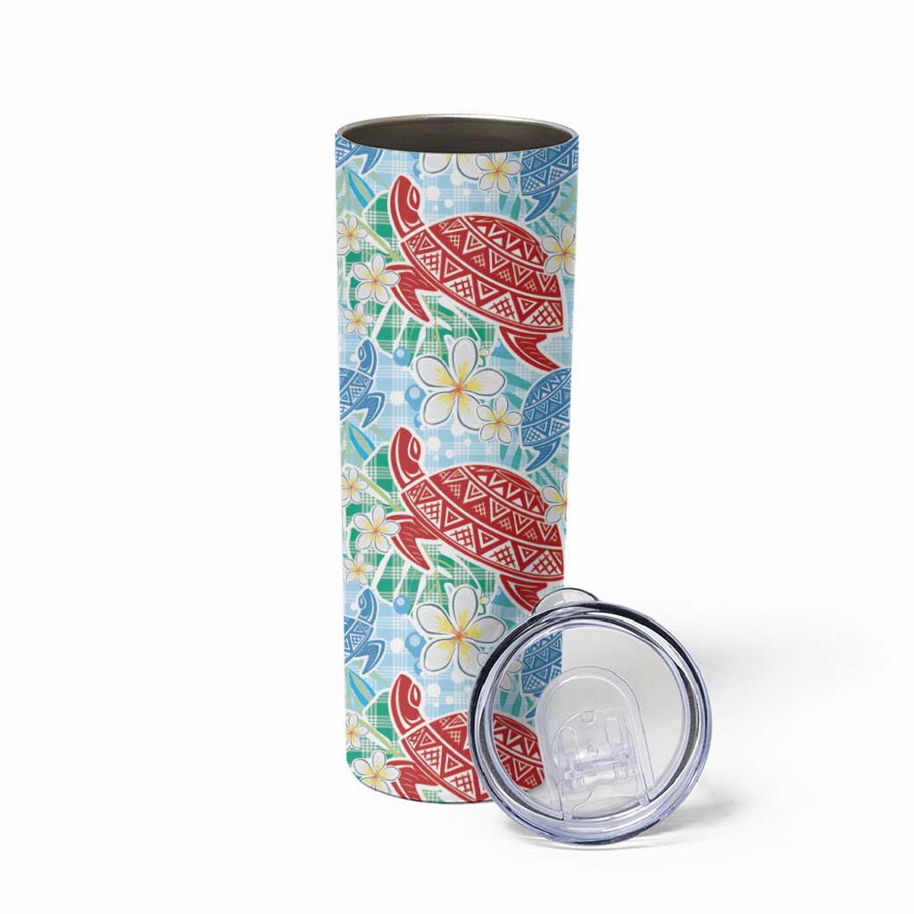 Palaka with Honu and Plumeria Skinny Tumbler Hawaiian Heritage Spirit - Polynesian Pride