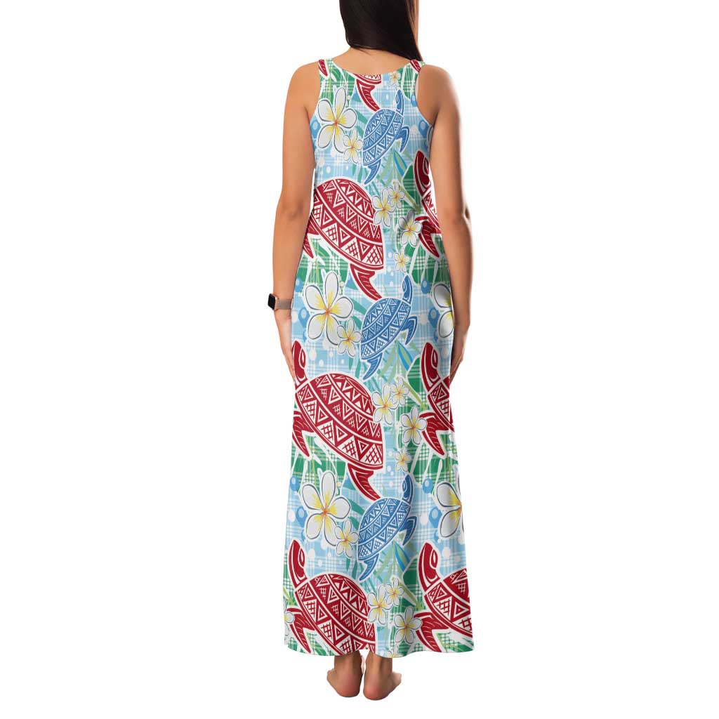 Palaka with Honu and Plumeria Tank Maxi Dress Hawaiian Heritage Spirit - Polynesian Pride