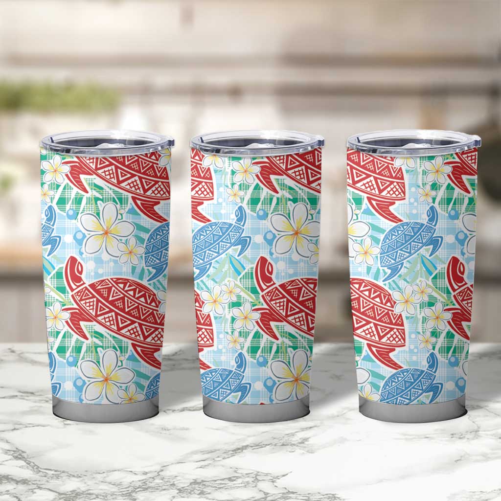 Palaka with Honu and Plumeria Tumbler Cup Hawaiian Heritage Spirit - Polynesian Pride