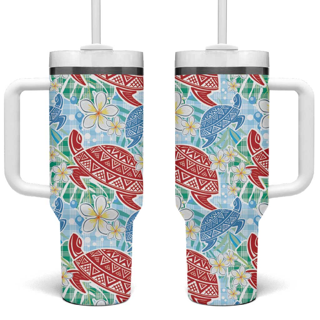 Palaka with Honu and Plumeria Tumbler With Handle Hawaiian Heritage Spirit - Polynesian Pride