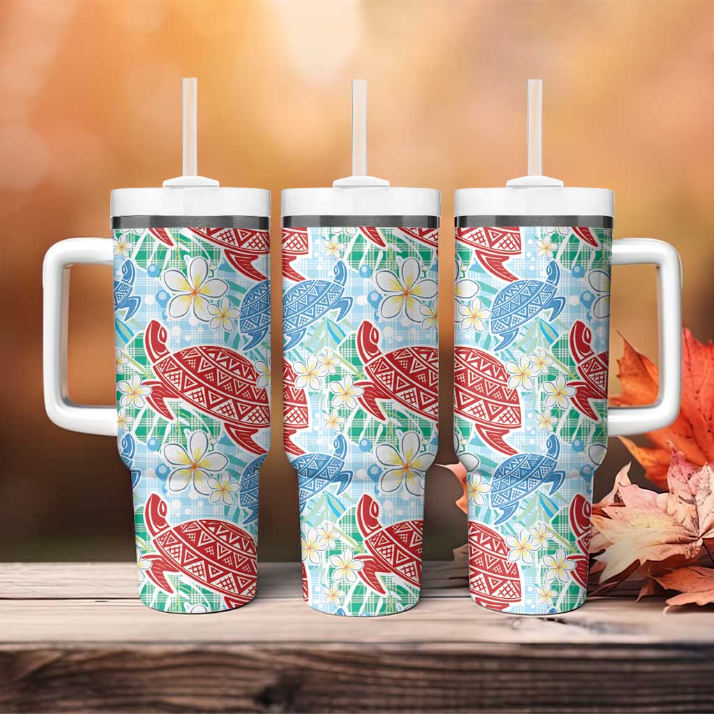 Palaka with Honu and Plumeria Tumbler With Handle Hawaiian Heritage Spirit - Polynesian Pride