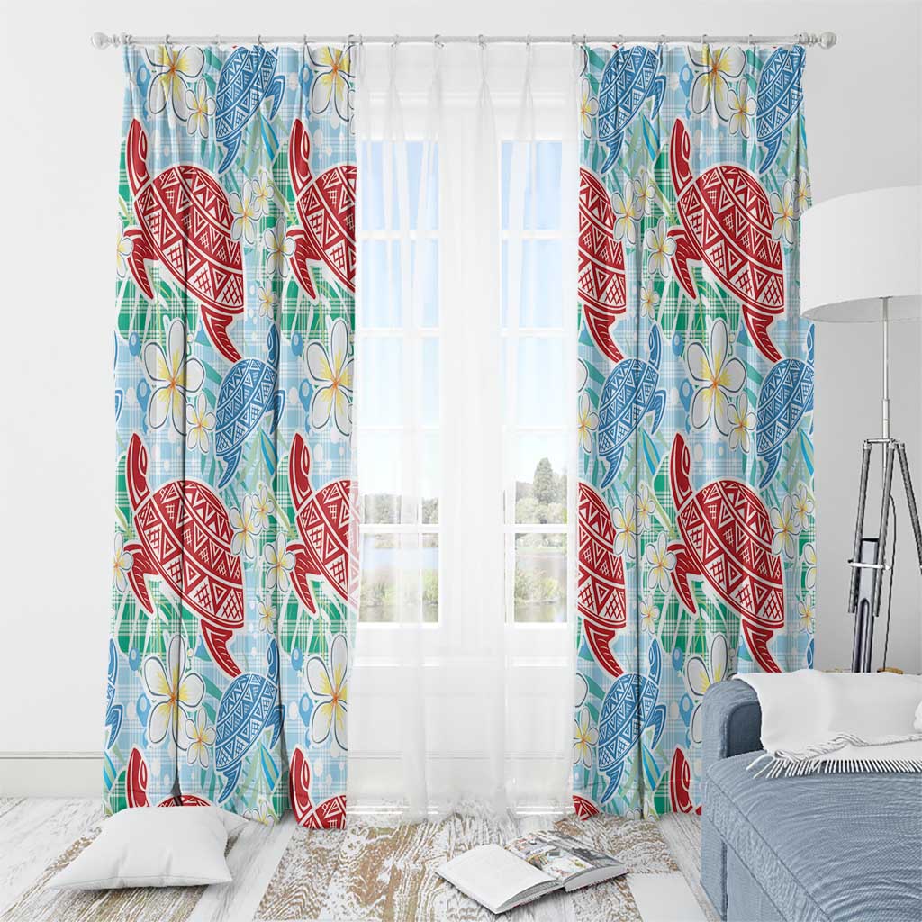 Palaka with Honu and Plumeria Window Curtain Hawaiian Heritage Spirit - Polynesian Pride