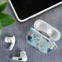 Blue Palaka Crane and Flowers AirPods Case Japan Heritage Spirit LT9 - Polynesian Pride