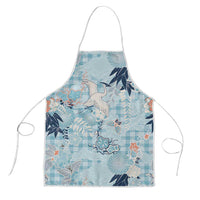 Blue Palaka Crane and Flowers Apron Japan Heritage Spirit LT9 Blue - Polynesian Pride