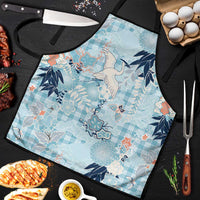 Blue Palaka Crane and Flowers Apron Japan Heritage Spirit LT9 Blue - Polynesian Pride