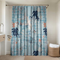 Blue Palaka Crane and Flowers Bathroom Set Japan Heritage Spirit - Polynesian Pride