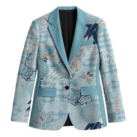 Blue Palaka Crane and Flowers Blazer Japan Heritage Spirit LT9 Unisex Blue - Polynesian Pride