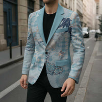 Blue Palaka Crane and Flowers Blazer Japan Heritage Spirit LT9 - Polynesian Pride