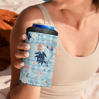 Blue Palaka Crane and Flowers 4 in 1 Can Cooler Tumbler Japan Heritage Spirit LT9 - Polynesian Pride