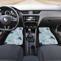Blue Palaka Crane and Flowers Car Mats Japan Heritage Spirit LT9 Set 2pcs - Front Blue - Polynesian Pride