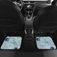 Blue Palaka Crane and Flowers Car Mats Japan Heritage Spirit LT9 Set 2pcs - Back Blue - Polynesian Pride