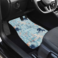 Blue Palaka Crane and Flowers Car Mats Japan Heritage Spirit LT9 - Polynesian Pride