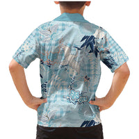 Blue Palaka Crane and Flowers Family Matching Mermaid Dress and Hawaiian Shirt Japan Heritage Spirit - Polynesian Pride