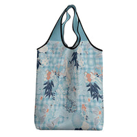 Blue Palaka Crane and Flowers Grocery Bag Japan Heritage Spirit - Polynesian Pride