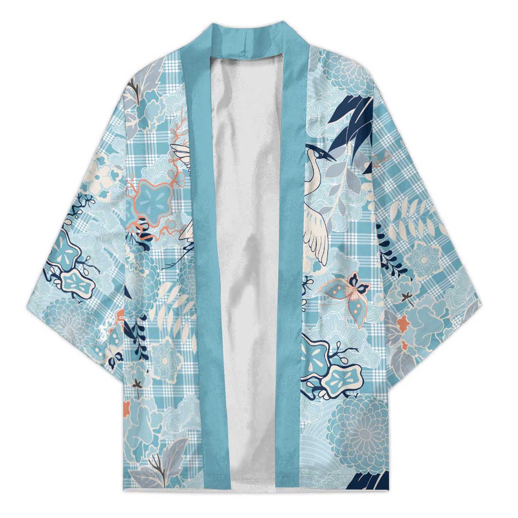 Blue Palaka Crane and Flowers Kimono Japan Heritage Spirit - Polynesian Pride