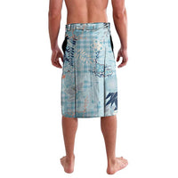 Blue Palaka Crane and Flowers Lavalava Japan Heritage Spirit - Polynesian Pride