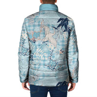 Blue Palaka Crane and Flowers Padded Jacket Japan Heritage Spirit LT9 - Polynesian Pride