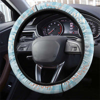 Blue Palaka Crane and Flowers Steering Wheel Cover Japan Heritage Spirit LT9 - Polynesian Pride