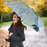 Blue Palaka Crane and Flowers Umbrella Japan Heritage Spirit - Polynesian Pride