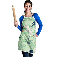 Green Palaka Crane and Flowers Apron Japan Heritage Spirit LT9 - Polynesian Pride