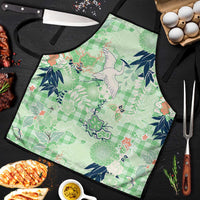 Green Palaka Crane and Flowers Apron Japan Heritage Spirit LT9 Green - Polynesian Pride