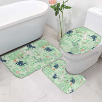Green Palaka Crane and Flowers Bathroom Set Japan Heritage Spirit - Polynesian Pride
