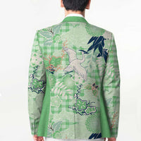 Green Palaka Crane and Flowers Blazer Japan Heritage Spirit LT9 - Polynesian Pride