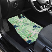 Green Palaka Crane and Flowers Car Mats Japan Heritage Spirit LT9 - Polynesian Pride