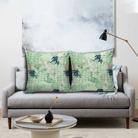 Green Palaka Crane and Flowers Pillow Cover Japan Heritage Spirit - Polynesian Pride