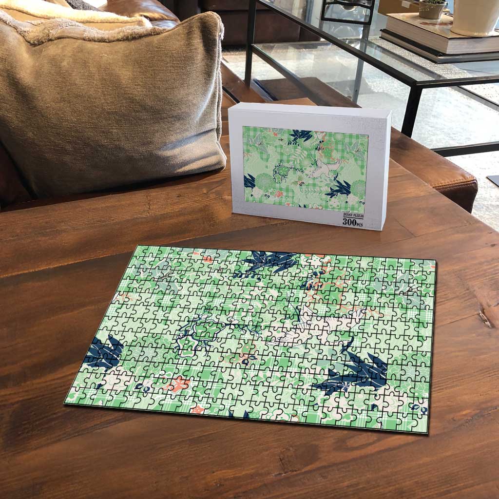 Green Palaka Crane and Flowers Puzzle Japan Heritage Spirit LT9 - Polynesian Pride