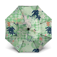 Green Palaka Crane and Flowers Umbrella Japan Heritage Spirit - Polynesian Pride