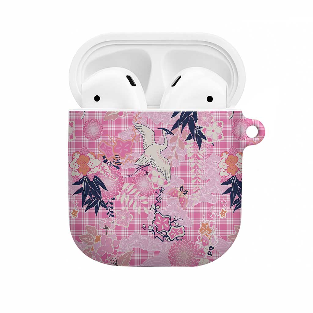 Pink Palaka Crane and Flowers AirPods Case Japan Heritage Spirit LT9 Pink - Polynesian Pride