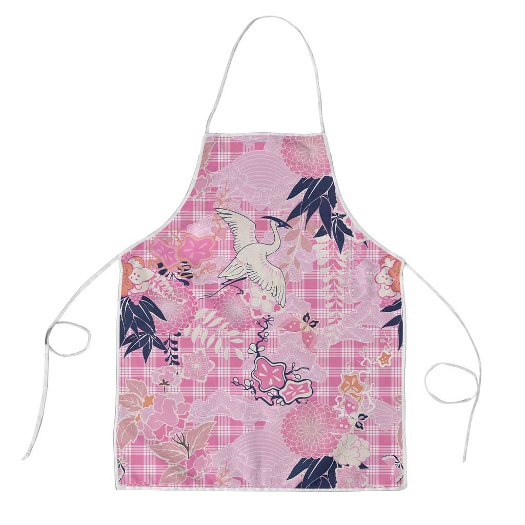 Pink Palaka Crane and Flowers Apron Japan Heritage Spirit LT9 Pink - Polynesian Pride