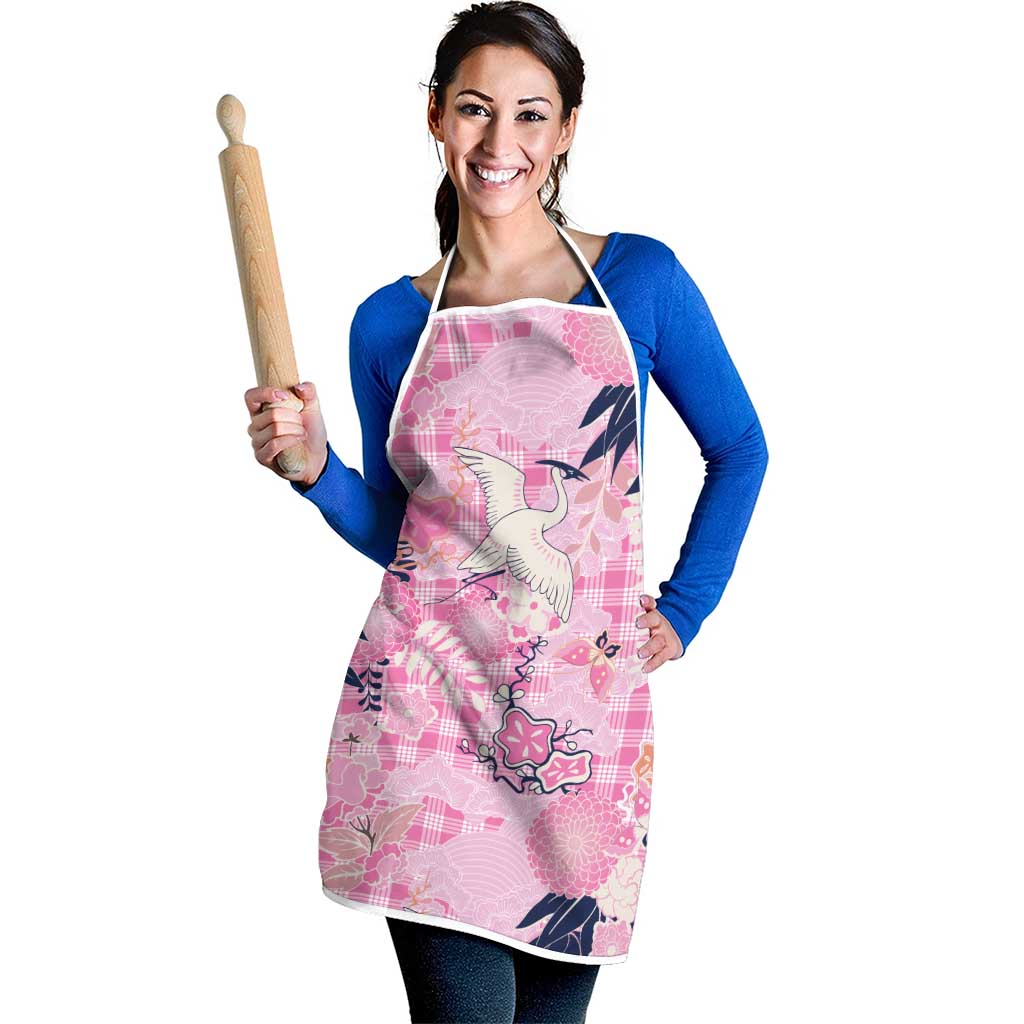 Pink Palaka Crane and Flowers Apron Japan Heritage Spirit LT9 - Polynesian Pride