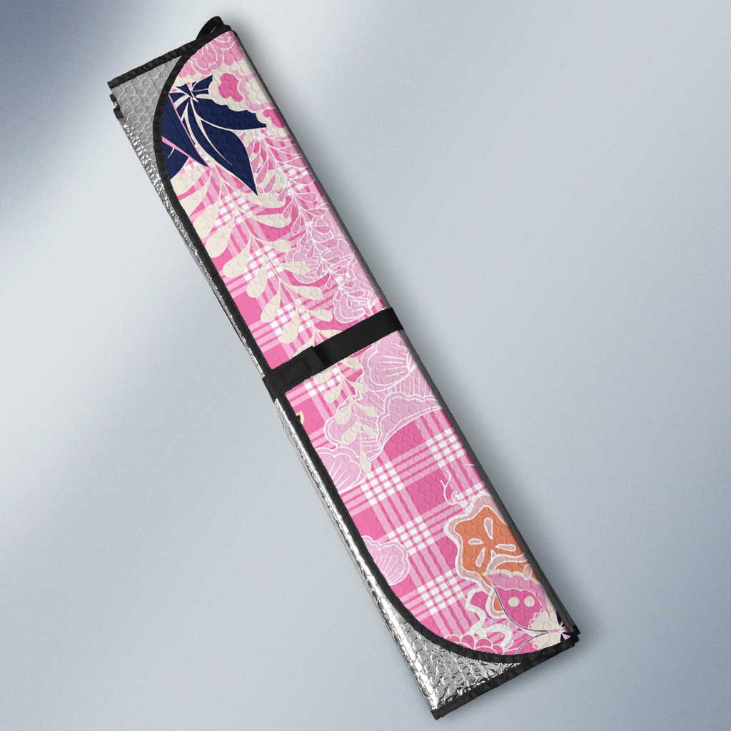 Pink Palaka Crane and Flowers Auto Sun Shade Japan Heritage Spirit - Polynesian Pride