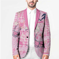 Pink Palaka Crane and Flowers Blazer Japan Heritage Spirit LT9 - Polynesian Pride
